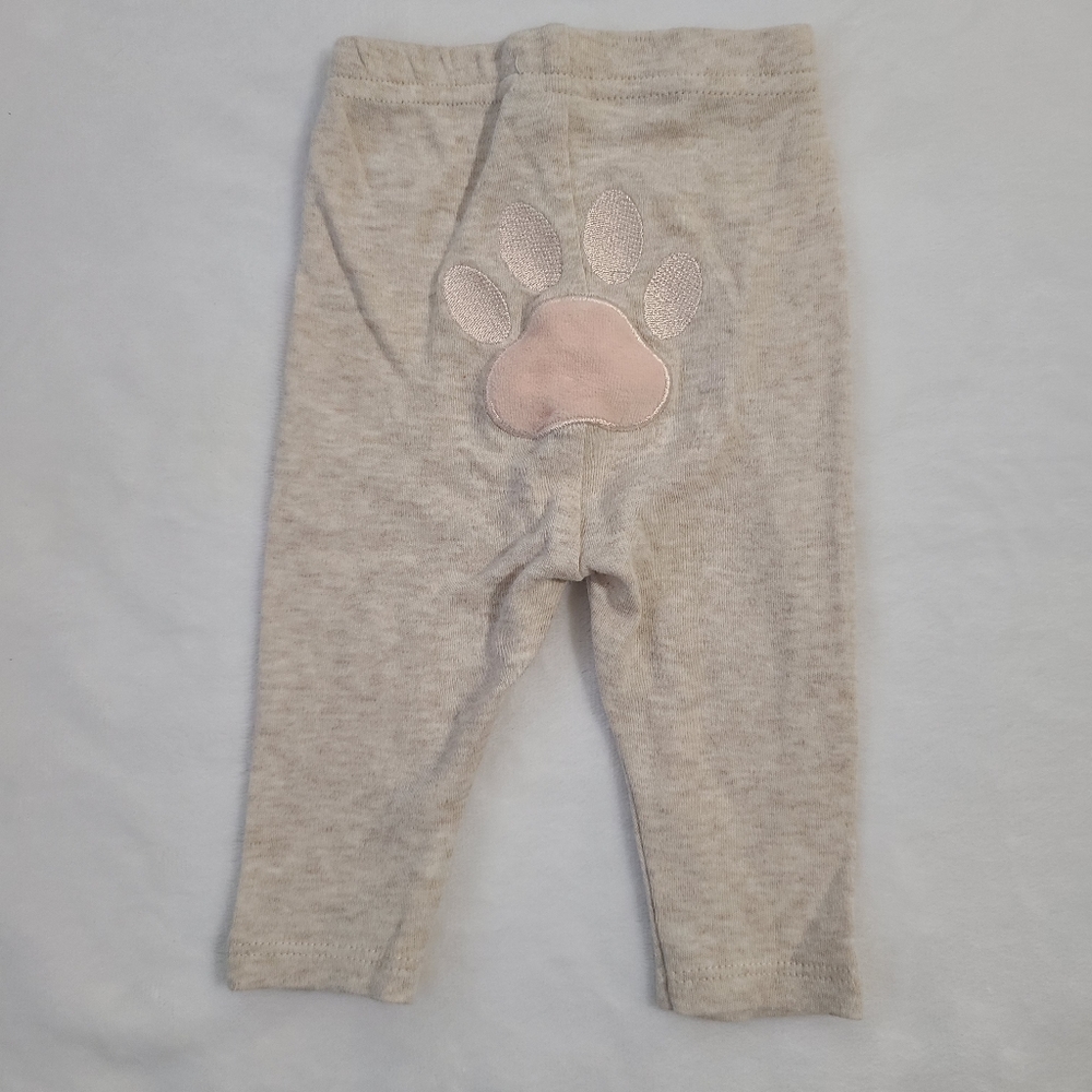 Bon Bebe Beige Paw Print Pants Leggings 0-3 Months